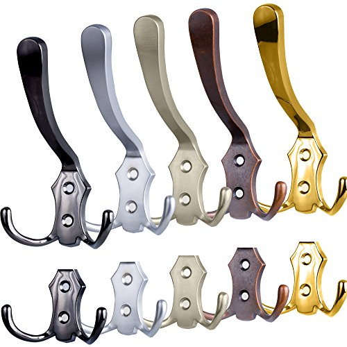 Stahlia Garderobenhaken EDELSTAHL-OPTIK (1 Stück) Haken zum Schrauben vintage Kleiderhaken Garderobe LANG Haken für Garderobe Metallhaken