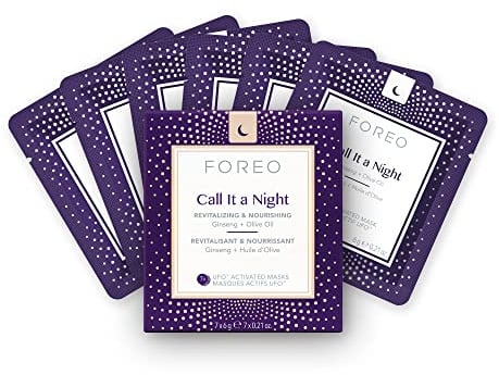 FOREO Call it a Night UFO-aktivierte Gesichtsmaske gegen Trockenheit & feine Falten, revitalisierend & nährend, Ginseng & Olivenöl, tierversuchsfrei, kompatibel mit allen UFO-Geräten, 6 g (7er Pack)