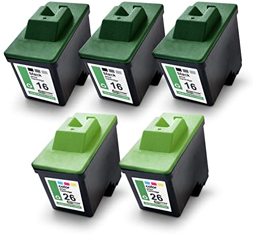 5X Müller Printware Patronen für kompatibel für Lexmark X1196 Z13 X72 Z717 Z34 X1250 X1290 X1185 Z611 Z617 Z33 X1150 X1155 Z602 Z35 X1180 X1130 ersetzt No 16/17 26/27 CMYK