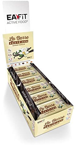 Barres protéinées EAFIT | Proteine barre, Fitness, musculation| Nutrition sportive saine pour prise de muscle | Faible en sucre | 16g de protéines | Vanille | 24 barres de 46g | Marque Française