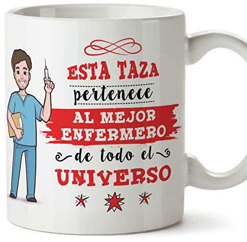 MUGFFINS Enfermero Tazas Originales de café y Desayuno para Regalar a Trabajadores Profesionales - Esta Taza Pertenece al Mejor Enfermero del Univers