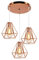 PETITES ECREVISSES Suspension Diamant Lampe Plafonnier de Abat-Jour Métal Or Rose avec 3 lampe socle Double Corde Ajustable Luminaire Industrielle Design