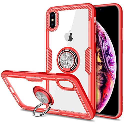 SORAKA Clear Case for iPhone XS Max with Ring Holder,Slim Fit Case Transparent Hard PC Cover iPhone XS Max Case with Metal Plate for Magnetic Car Phone Holder