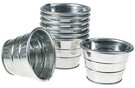 Floral-Direkt 8 Eimer Ø9xH6,3cm Zink Silber Deko Blumentopf Blecheimer Metalleimer Zinkeimer