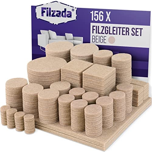 Filzada® Filzgleiter Selbstklebend Set 156 Stück (Eckig und Rund) - Beige - Profi Möbelgleiter Filz Mit Idealer Klebkraft