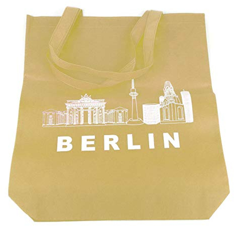 Starlet24 Berlin Jutebeutel Hipster Tasche Shopper Stofftasche Einkaufstasche Freizeittasche Beutel Souvenir Andenken Einkaufsbeutel #100927 (Beige)