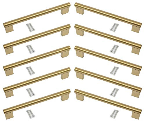 BSM Marketing Kitchen Cupboard Cabinet Keyhole Boss Bar Door Handle Knob Gold Finish (10, 160mm Hole Centres)