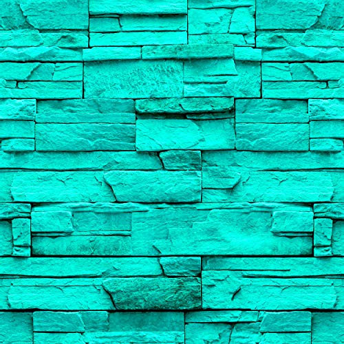 decomonkey Fototapete | Tapetenrolle 10 m Tapete Vliestapete Deko Panel Modern Design Wanddeko Wandtapete Wohnzimmer Schlafzimmer | Ziegel Steinwand Stein grün