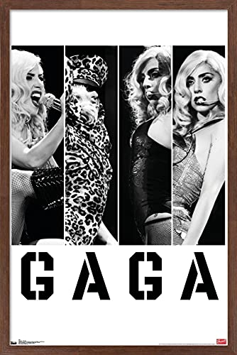 Trends International Wandposter Lady Gaga Fotobalken, gerahmt, 37,4 x 56,8 cm, Mahagoni