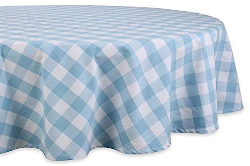 DII Buffalo Check Collection Classic Tischdecke, rund, 178 cm, Hellblau/Weiß