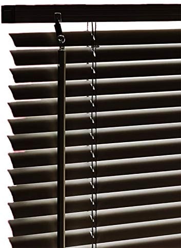 PVC Venetian Blind Blinds Easy Fit Curtains Trimmable Fittings Windows Treatment Shutters Twist Open Close Pay only 1 Flat shipping £3.99 for multiple buying (Black, 105 W x 150 L)