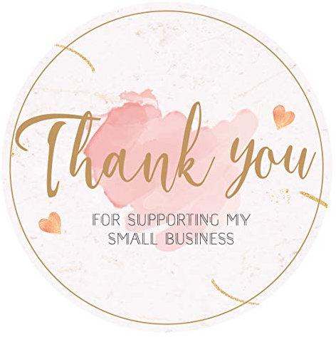1.5 Thank You for Supporting My Small Business Stickers, 500pcs Labels, Blush Pink and Gold Sealing Stickers for Bakery, Handmade Goods, Retail Store (Pattern1)