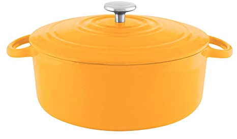 Chantal Cast Iron Dutch Oven, 7 qt, US Formulated Premium Enamel, Marigold