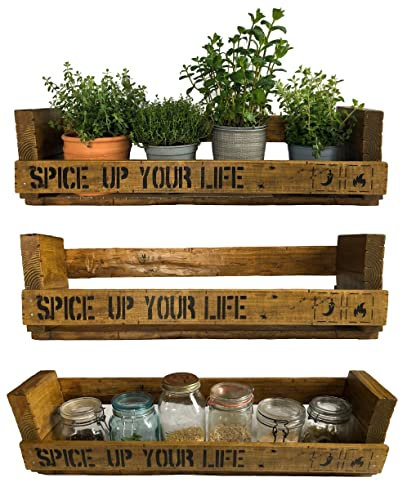  Spice Up Your Life  Palettenregal BxHxT 8ox22x19cm (Stellfläche 72x15cm) Kräuterbar Spicebar Gewürzregal Selbstversorger Gewürzbar upcycling Holzregal Küchenregal Wandbar