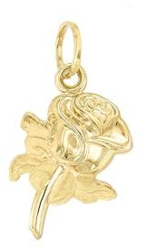 forme di Lucchetta - Anhänger mit Rosenschaft aus 14K Gelbgold, 20x11mm, ohne Kette, Goldanhänger Damen Mädchen 585 Echtgold für Kette (bis zu 4 mm) - hergestellt in Italien