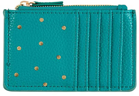 DRAEGER Paris - Porte-Carte - 12,5 x 8 cm - Bleu Turquoise/Doré - Zippé - Accessoire, Mode, Fashion, Tendance - Idée Cadeau Amis, Famille, Fête des Mères, Copine