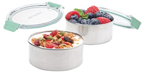 Smash Microwave Safe Stainless Steel Snack Pots 200 ML 2 Pk Sage