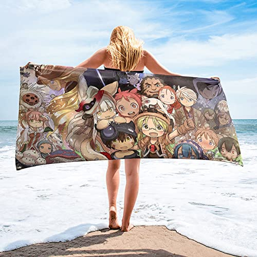 Zhongkaihua Made in Abyss Strandtuch Made in Abyss Badetücher Reg/Nanachi Figuren Bedrucktes Strandtuch für Strand Schwimmen