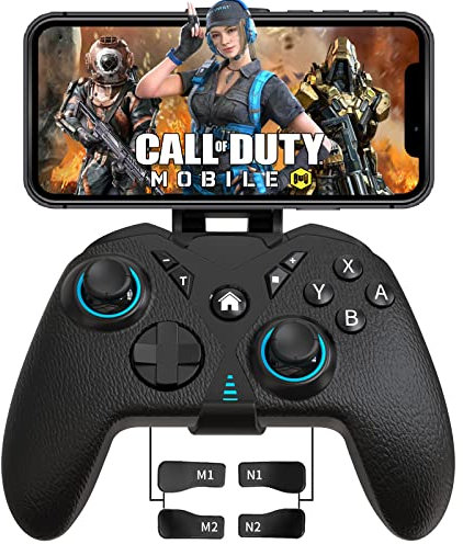 Arvin Manette de jeu sans fil pour iOS/Android, manette de jeu mobile pour PC/Switch, avec lumière RVB/programmation macro/6 axes/turbo/vibration, compatible avec COD/Genshin Impact