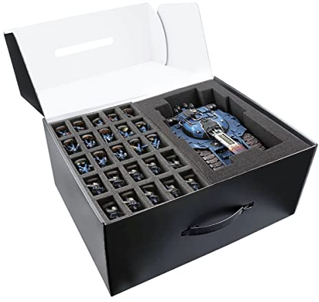 Jucoci Miniatures & Figure Storage Case with Customizable Foam to Carry Various Sizes for WH40K, WH AOS, Xwing, Infinite, and DND Miniatures(Compatible with Infanties and Large Units
