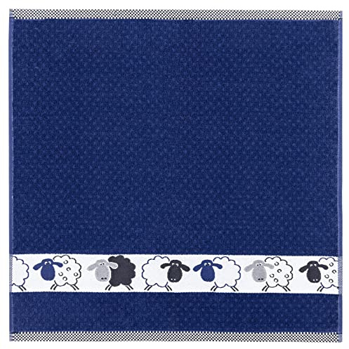 Kracht Küchen Textilien Schäfchen Baumwoll Küchentuch 50x50 cm blau 3er Pack