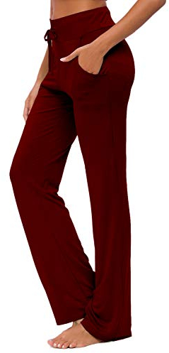 KESSER Yogahose Jogginghose Damen mit Taschen Freizeithose Straight Leg Modal Sporthose Kordelzug Damenmode Culotte Lounge Running Lang Frauen Hose