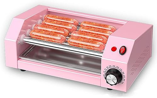 oiakus Hot Dog Roller Grill Cooker Machine, Electric Hot Dog Warmer, 5 Roller Countertop Grill Cooker Warmer, Rouleaux en Acier Inoxydable, Parfait pour Les saucisses du Petit déjeuner