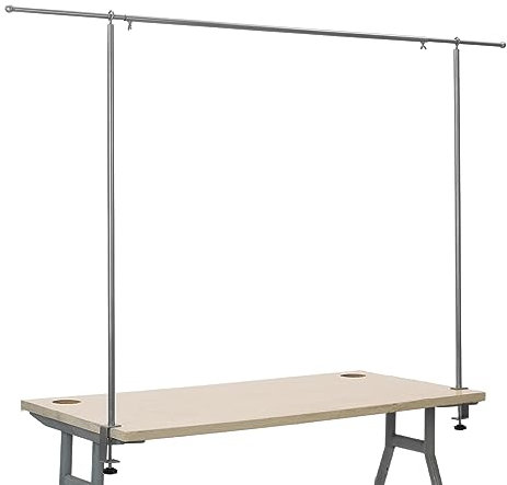 Holdfiturn Tall Over Table Rod Stand with Clamps - Adjustable 135-250cm Metal Table Arch Stand Table Clamp Stand Hanging Rail - Party Stands for Decorations, Wedding Anniversary Sliver