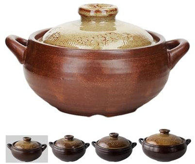 BALWOO Korean Pot [Buncheong] MUD GLAZE Earthenware Ttukbaegi, Ceramic Clay Cooking Pot Casserole, Heat Resistant Ceramic Pot, Zero-Crack Stone Bowl Stockpot Soup Cookware (Mini)