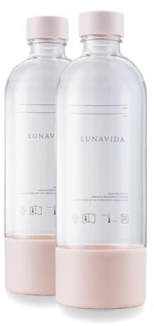 Bouteilles réutilisables LunaVida - 2 pièces - Bouteille de 1 litre - Compatible avec la machine à eau pétillante Lunavida - Rose