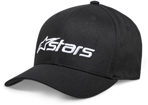 Alpinestars Herren ORIGINAL Logo Flexfit HAT Baseballkappe, Schwarz/Weiss, L/XL