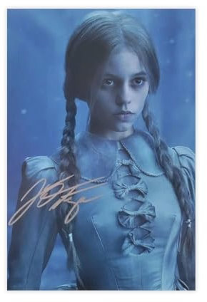 MEZUMI Jenna Ortega Autogramm Leinwand Poster Wandkunst Dekor Druck Bild Gemälde für Wohnzimmer Schlafzimmer Dekoration ungerahmt 40 x 60 cm