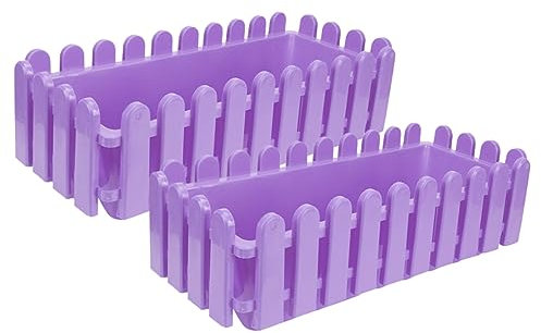 BESPORTBLE 2er-Box Blumentopf Zaun Rechteckiger Blumenkasten, Kunststoff Zaunblumentopf Blumentopf Pflanzkästen Blumenkasten für Balkon Und InnenräUme, 32 X 10,5 X 15 cm