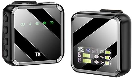 Closer Microphone cravate sans portable anti-interférences et suppression du bruit Enregistrement Affichage numérique Streaming Mic-B Facile à utiliser Noir