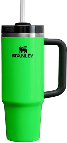 Stanley Quencher H2.0 FlowState Vakuumisolierter Becher aus Edelstahl mit Deckel und Strohhalm für Wasser, Eistee oder Kaffee, Smoothie und mehr, Neongrün, 850 ml, 10-12551-028