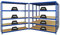 PROREGAL Mega Deal 4er-Set Schwerlastregal Giant Elephant 180x180x45cm mit 5 Ebenen Fachlast 200kg Blau, Kellerregal, Steckregal, Garagenregal, Lagerregal