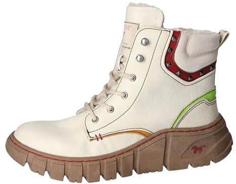 MUSTANG Damen Stiefelette Plateau Boot Warmfutter Nieten 1499-601, Größe:40 EU, Farbe:Beige