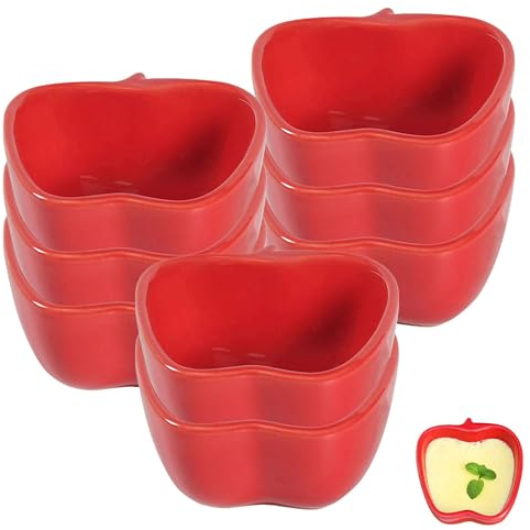 TYMYYS Ensemble De Ramequins, 120ml, Ramequins Crème Brûlée, Plats à Soufflé Allant Au Four, Souffle Ramekins, Ramequins Pour Friteuse À Air-rouge-Ensemble de 8, FK2BCC222FFF22K