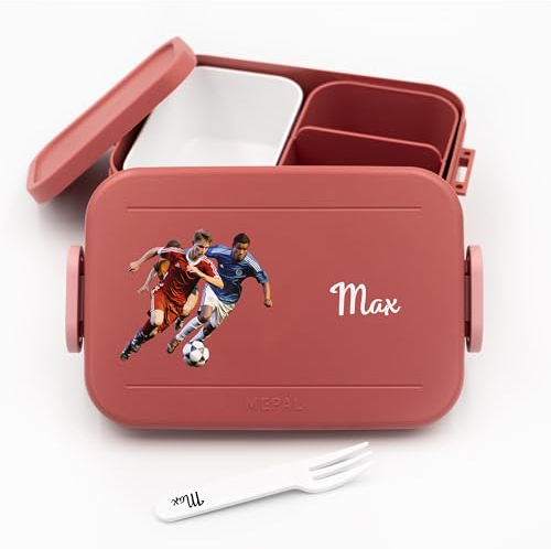 Brotdose Fussball für Mepal - Lunchbox Kinder mit Trennwand Name, Kindergarten, Schule - Alles für den Schulanfang - Personalisierte Brotdose Kinder Fussball - Brotdose mit Namen