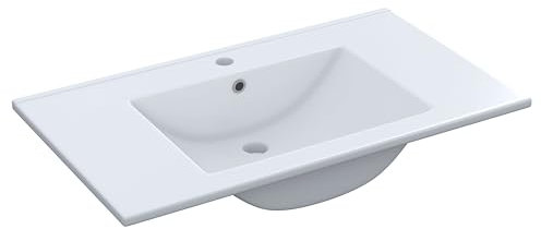 Miroytengo Lavabo Cerámico Elegante para Baño Estilo Moderno Color Blanco 52x40 cm