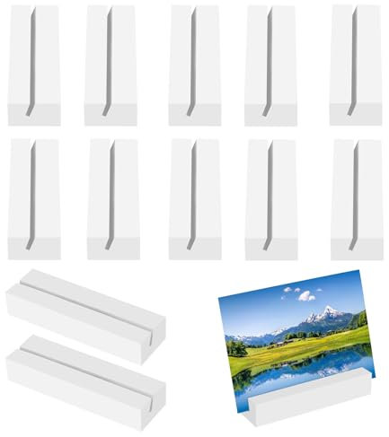 10 Stück Stabile Kartenhalter aus Holz, Weiß Kartenhalter Holz, Stabil tischkartenhalter, Menükartenhalter, Kartenständer Postkartenhalter Fotohalter, für Restaurants, Hochzeiten, Bankette und Partys