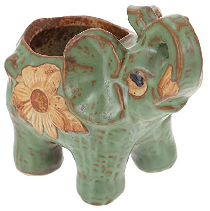 Parliky Breathable Ceramic Elephant Pot for Succulents Desktop Decoration Flower Pot Drainage Hole Suitable for Office Living Room and Study Room