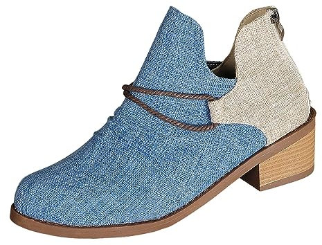 promozioni del Giorno Stivaletto Donna Basso Stivaletto Donna con Tacco Womens Boot Stivali Donna Pelle Biker Stivali Donna Estivi Traforati Stivaletto Estivo Donna Aperto Basso