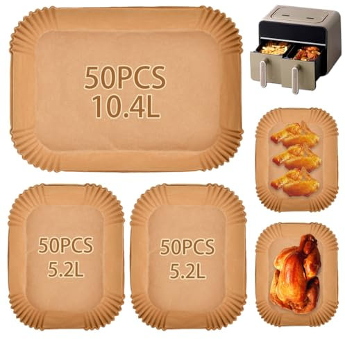YOPEUC 150 Piezas Papel Freidora Aire,Rectangular Papel de Horno,Forros de Freidora de Aire para Freidora de Aire Ninja Foodi Flex con Instant XXL 8.5L,5.2L Papels Horno Air Fryer 36 * 25cm