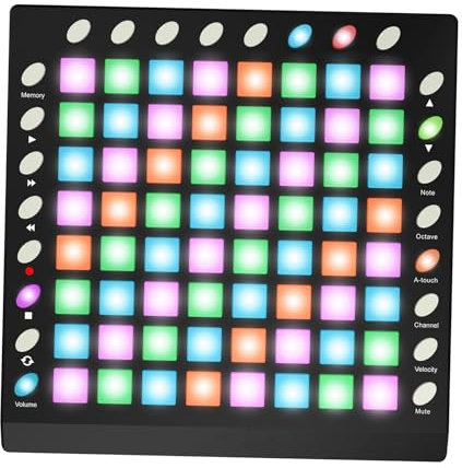 Electronic Music Pad 64 Key MIDI Controller with RGB Backlit Pads (Black)