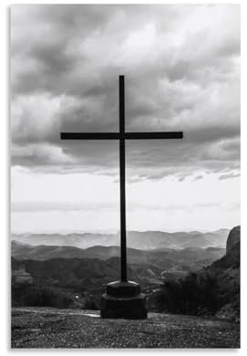 JFIERH Jesus Christ Posters Jesus Cross Poster Dekorative Malerei Leinwand Wandkunst Wohnzimmer Poster Schlafzimmer Malerei,Wandkunst Bilddruck Moderne Familienzimmer Dekor 12x18inch(30x45cm)