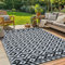 Xfrog Large Outdoor Rugs for Patio Waterproof Indoor & Outdoor Recycled Plastic Carpet Area Rugs for Porch, Deck, Balcony, Garden, Picnic, Kitchen, Hallway Modern Black & White 150 x 240 cm