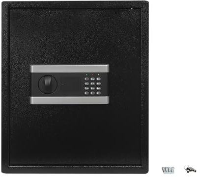 TONFEION 45L Safe Tresor, Feuerfester Tresor mit Schlüssel und Zahlenschloss, Digitaler Heimtresor mit Herausnehmbarem Regal, Tresorschrank, Möbeltresor, Tresor für Zuhause, Büros, Hotels, Schulen