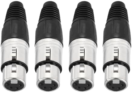 sourcing map 4pcs 4 Pin XLR Female Connector, Microphone Audio Cable Plug Mic Socket Accessories for Mixer, Power Amplifier, Silver-2.72 inch