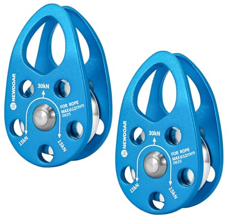 NewDoar Micro Mikro Mobile Seilrolle Umlenkrolle 30KN/6746 lb Mobile Einzelrolle Pulley Flaschenzug für max. 12 mm Seil zum Klettern, Rettungsheben, Anhalterfahren